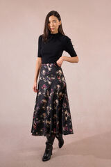 Molly Bracken Falda larga estampado floral Negro