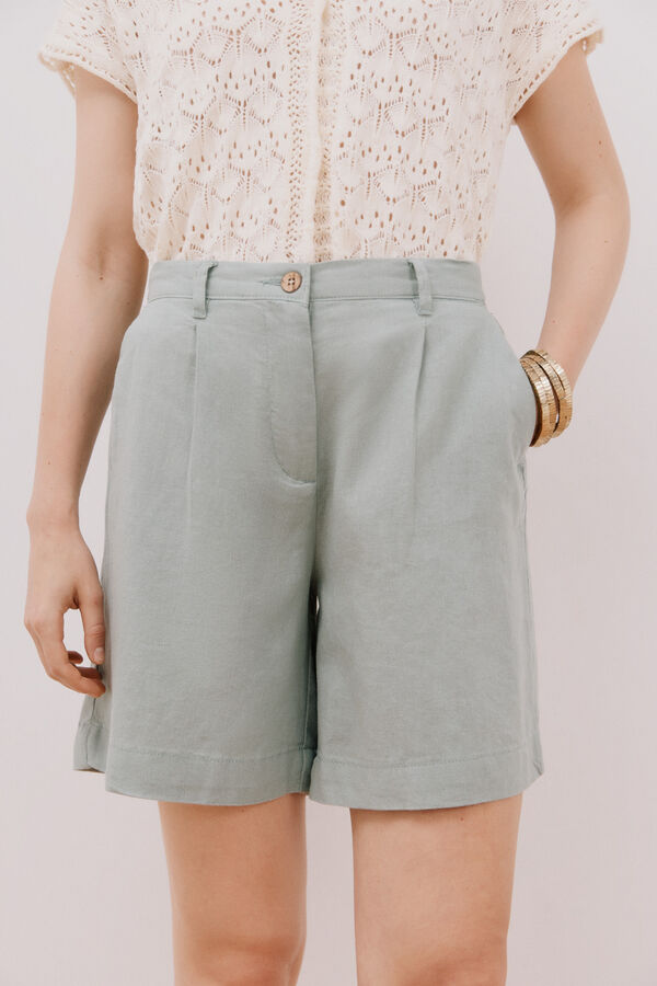 Cortefiel Bermuda de lino Kaki