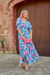 Pol&iacute;n Et Moi Vestido largo con flores Azul