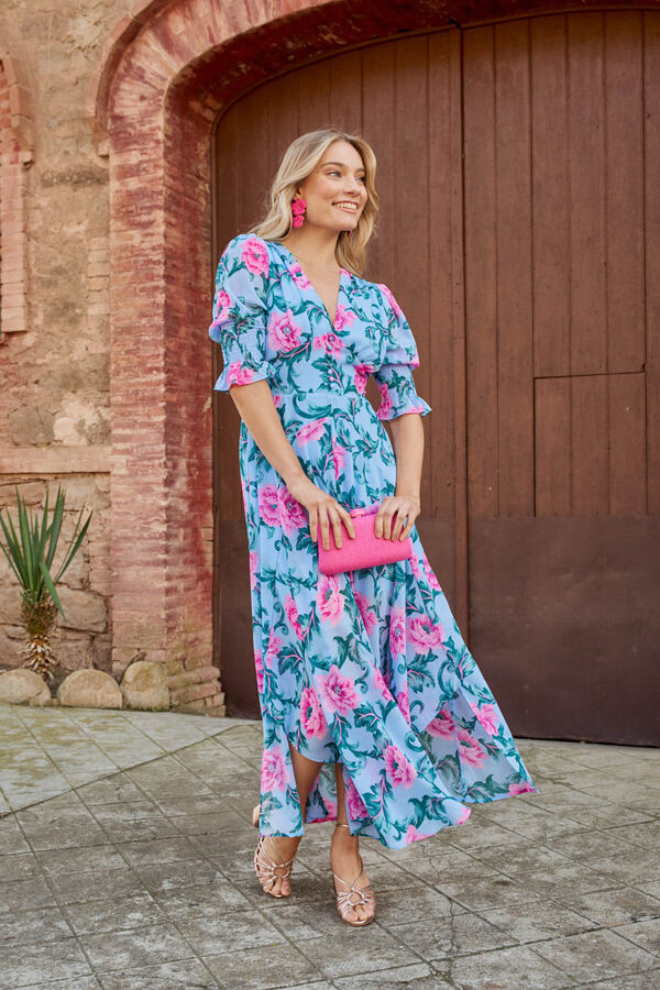Pol&iacute;n Et Moi Vestido largo con flores Azul