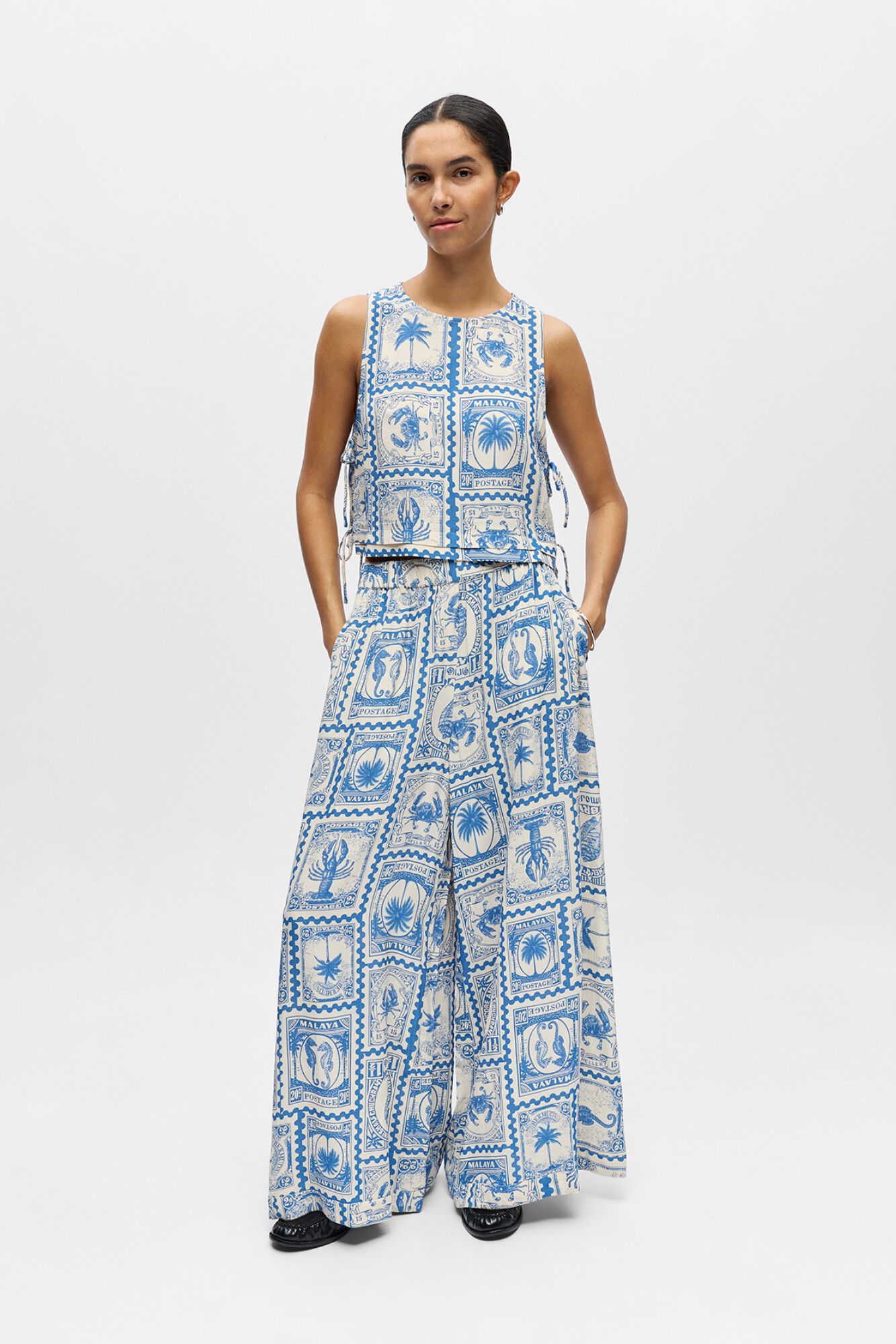 Object Pantal&oacute;n ancho fluido estampado