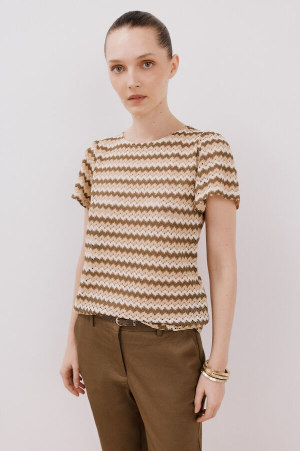 Cortefiel Top estruturado riscas Verde