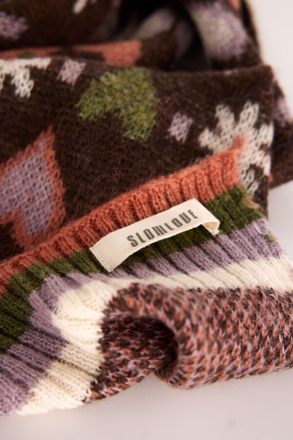 Slowlove Cachecol de cora&ccedil;&atilde;o Castanho