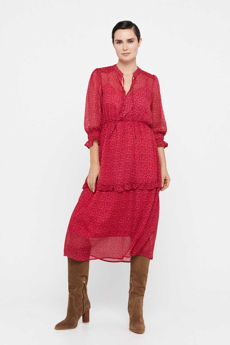 Cortefiel Vestido polyester reciclado Estampado rojo