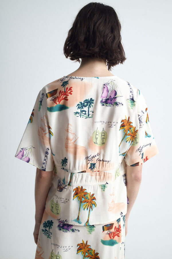 Object Top estampado com nó Cinzento