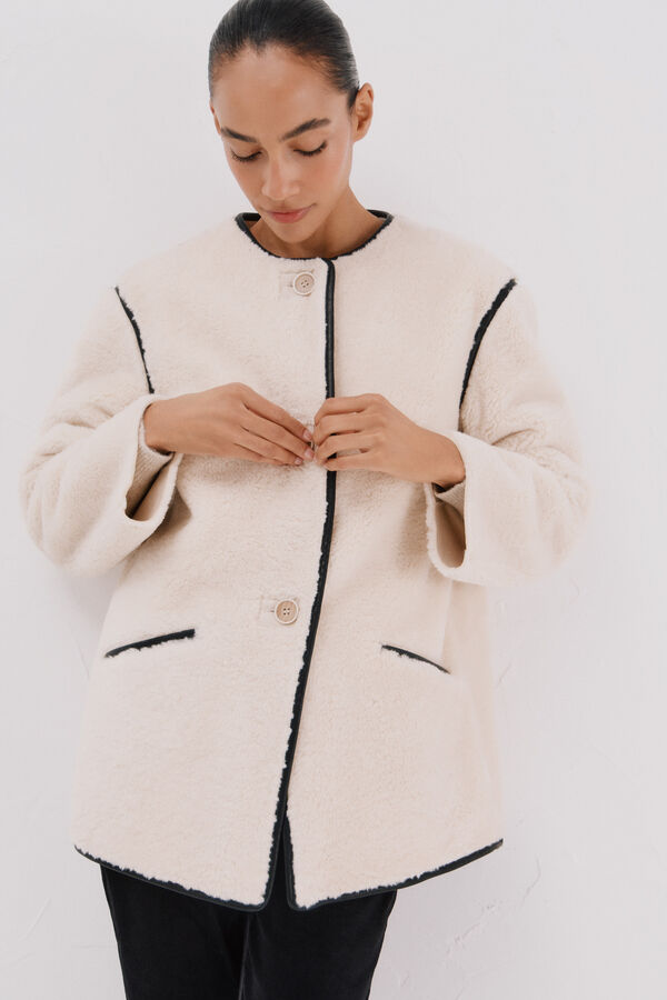 Cortefiel Chaquet&oacute;n efecto doble faz vivos Marfil