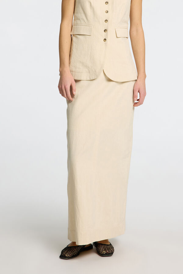 Selected Femme Saia midi de linho Cinzento