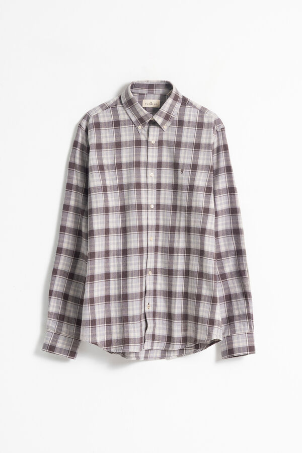 PuroEGO Camisa slim algod&oacute;n cuadro tart&aacute;n Marr&oacute;n