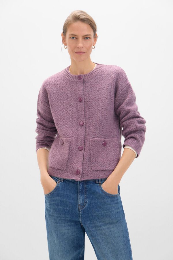 Cortefiel Chaqueta punto bolsillos Morado