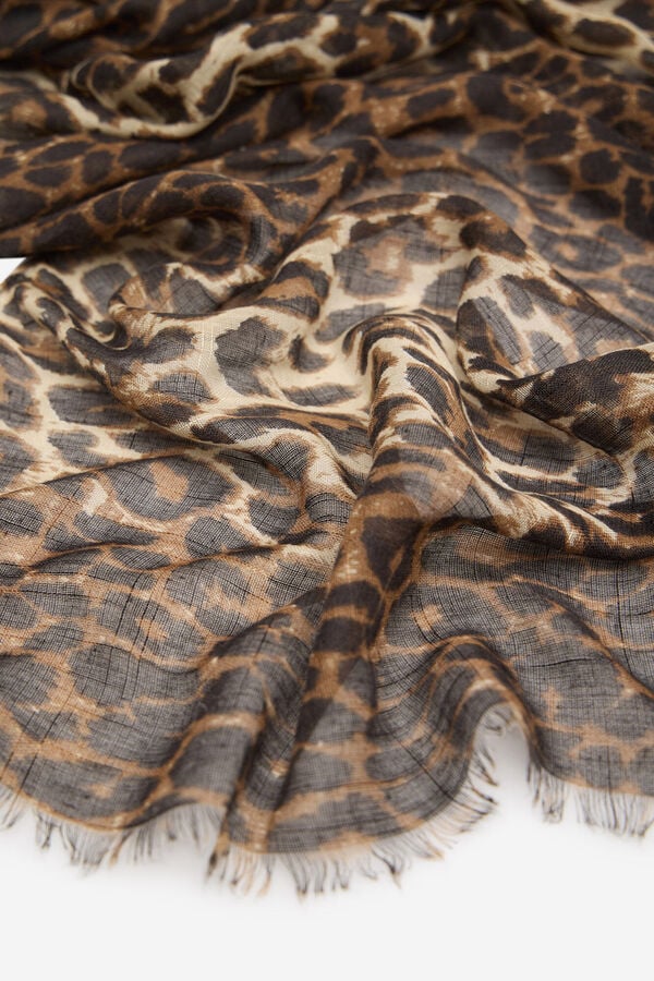 Cortefiel Cachecol de leopardo Castanho