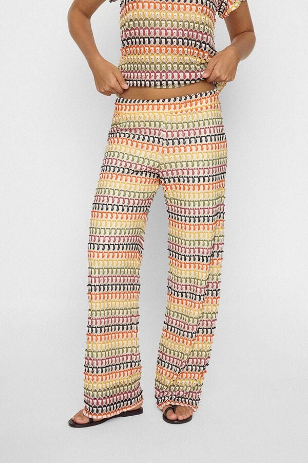 Slowlove Cal&ccedil;as tecido malha estrutura Multicolorido