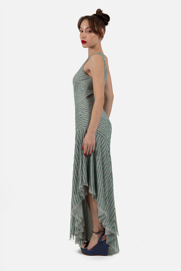 Cupl&eacute; Vestido assim&eacute;trico com uma al&ccedil;a Azul