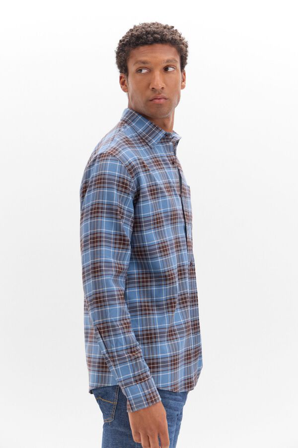 Cortefiel Camisa twill xadrez Azul
