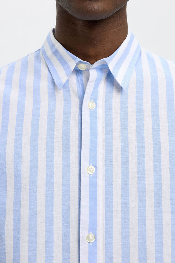 Selected Camisa de linho de manga comprida Azul