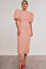 Dolores Promesas Vestido midi lapiz manga abullonada Rosa