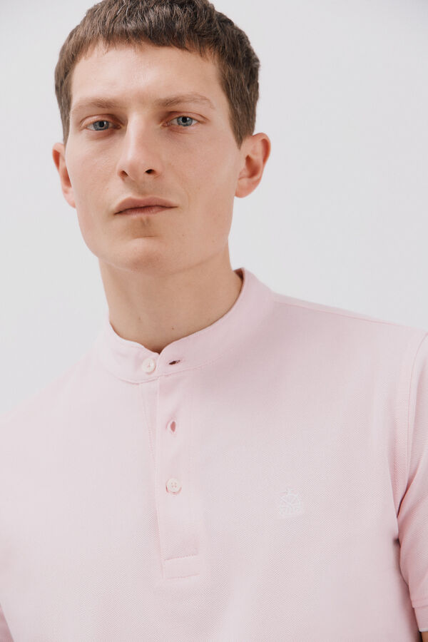 Cortefiel Polo cuello mao Rosa