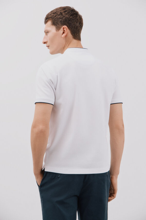 Cortefiel Polo cuello mao Blanco