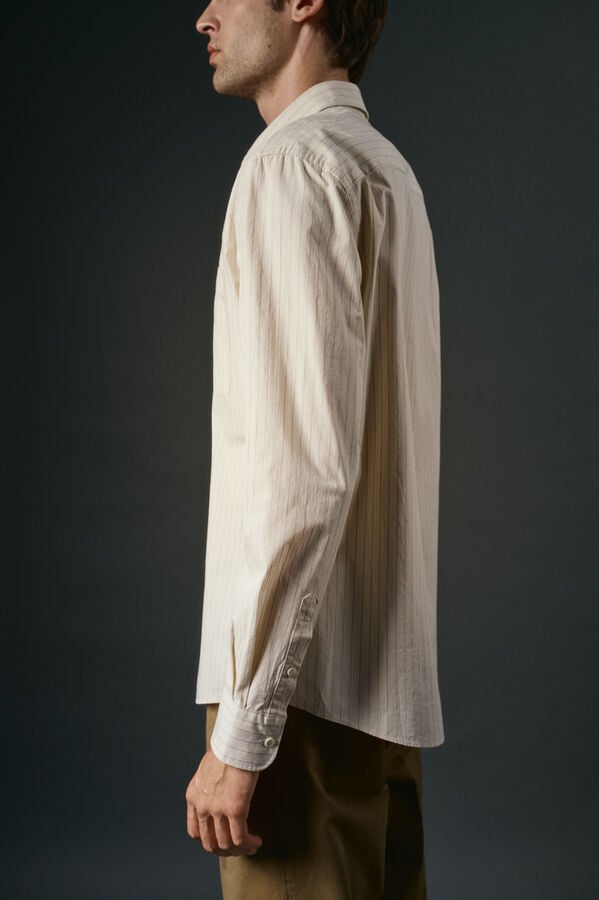 OOTO Camisa rayas estructura Marfil