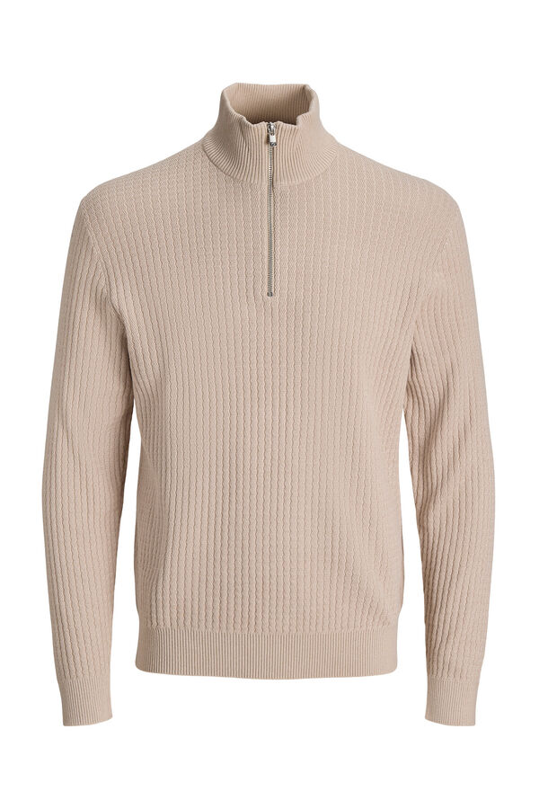 Jack & Jones Jersey de punto cuello cremallera Beige