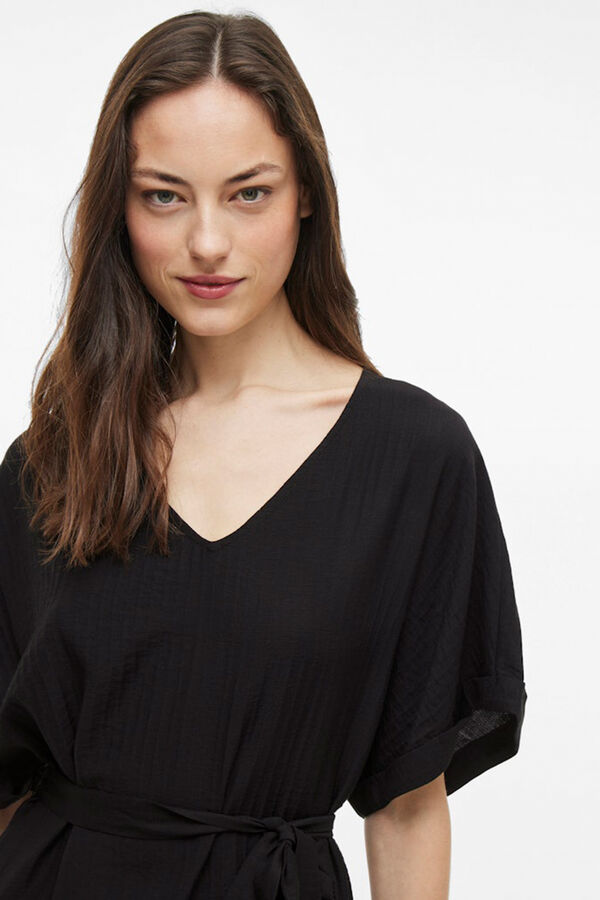 Vila Vestido midi manga 2/4 con viscosa Negro