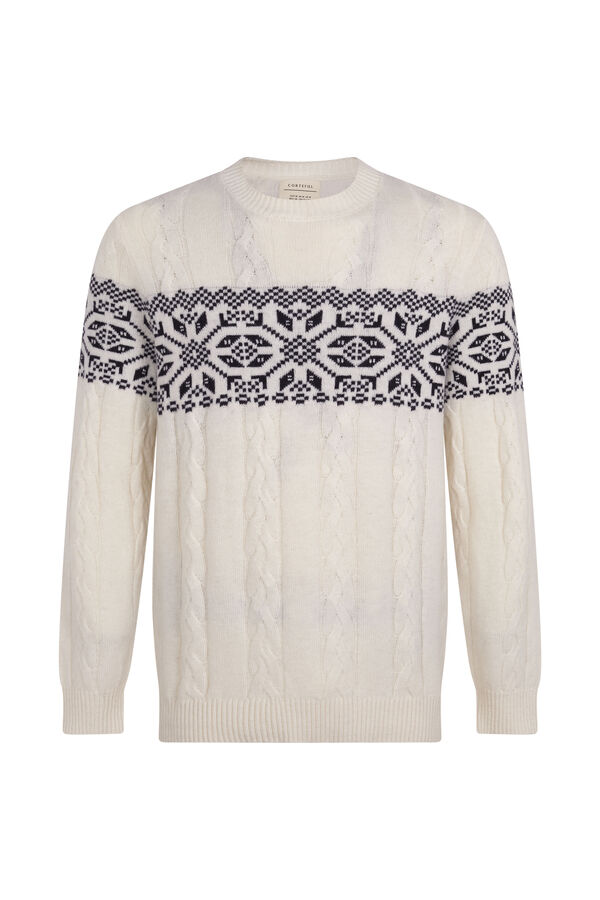 Cortefiel Camisola de natal com torcidos de l&atilde;  Ecru