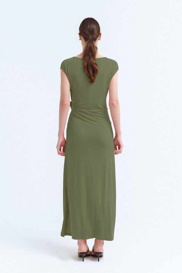 Vila Vestido midi com modal Verde