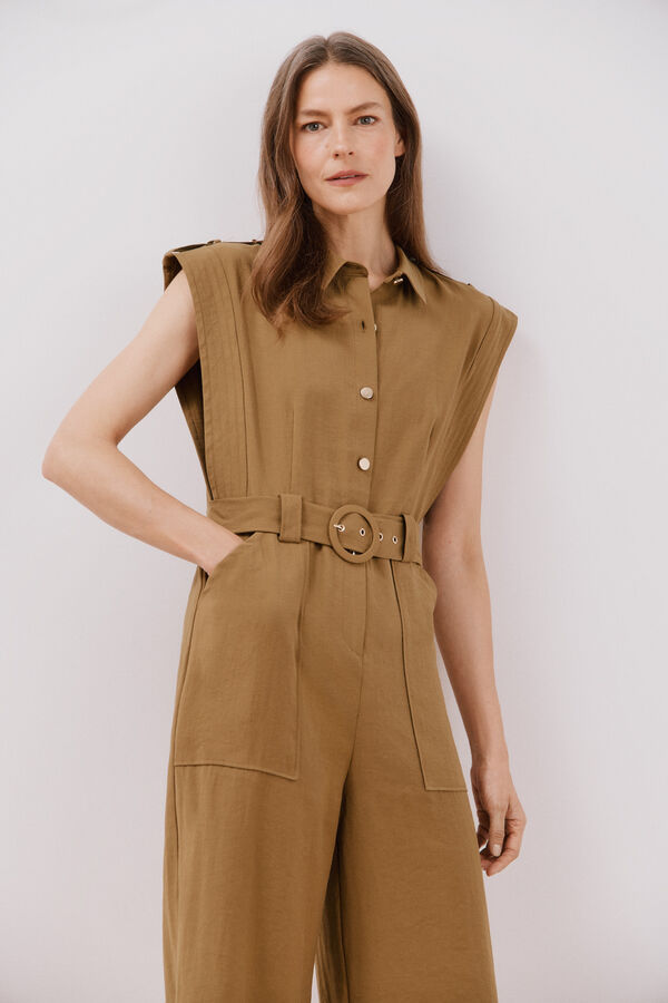 Cortefiel Mono con cintur&oacute;n al tono Kaki