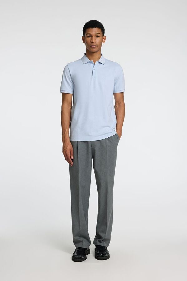 Selected Polo Slim Fit de manga curta confeccionada em algodão orgânico Azul