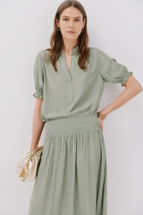 Cortefiel Blusa manga manga curta Verde