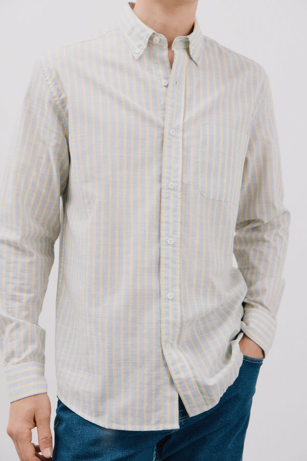 Cortefiel Camisa riscas em chamas Amarelo