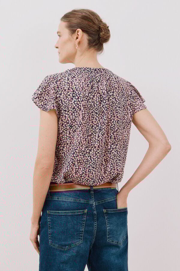 Cortefiel Blusa manga volante Estampado gris