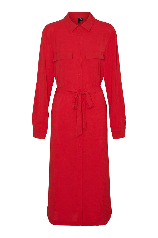 Vero Moda Vestido midi camisero Rojo