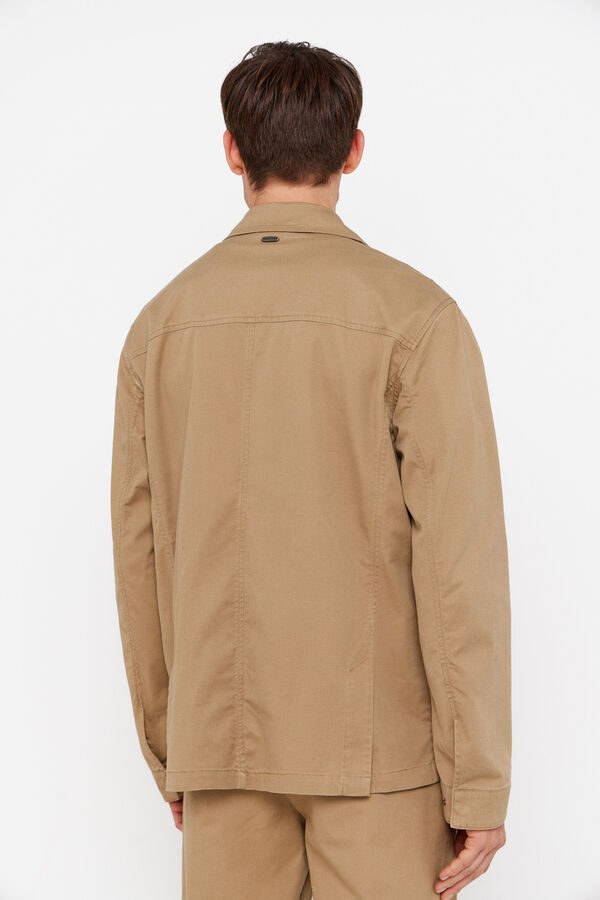Cortefiel Chaqueta cuatro bolsillos algod&oacute;n-lino Beige