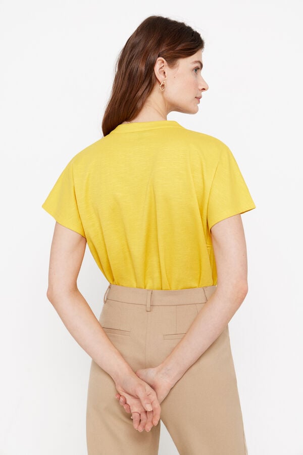 Cortefiel Blusa manga ca&iacute;da Amarillo