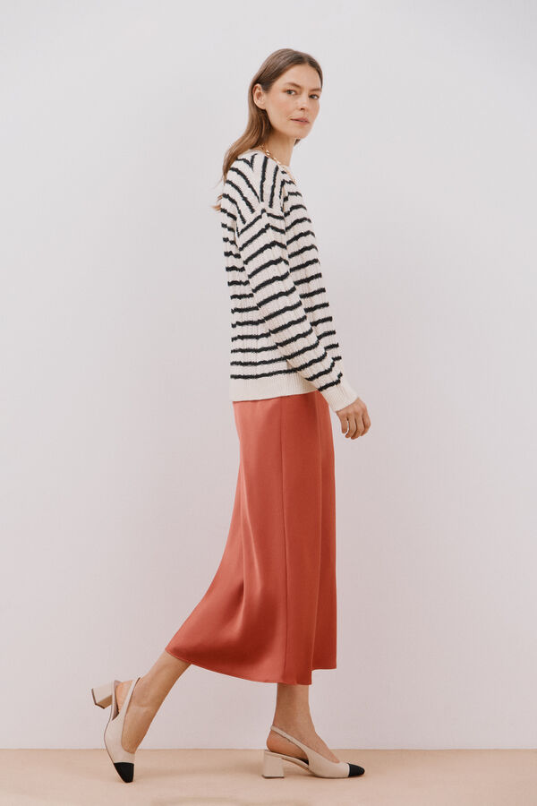 Cortefiel Falda midi satinada estampada Coral