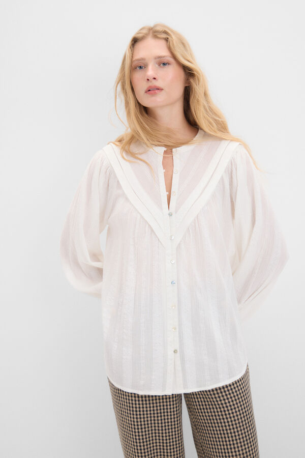 Cortefiel Blusa tejido estructura Blanco