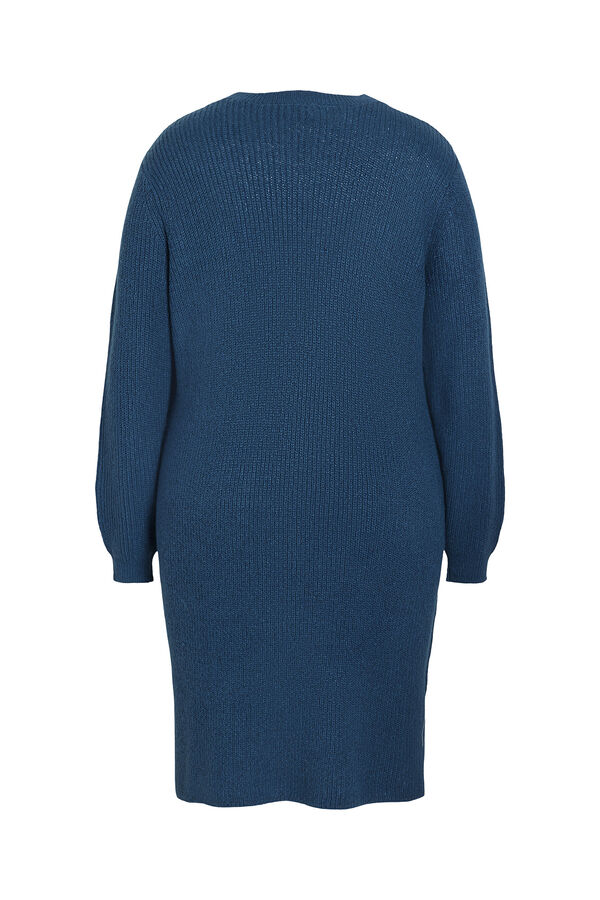 Evoked by Vila Vestido de malha midi com detalhe de renda  Azul