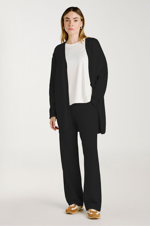 Vila Pantal&oacute;n largo de punto con viscosa Negro