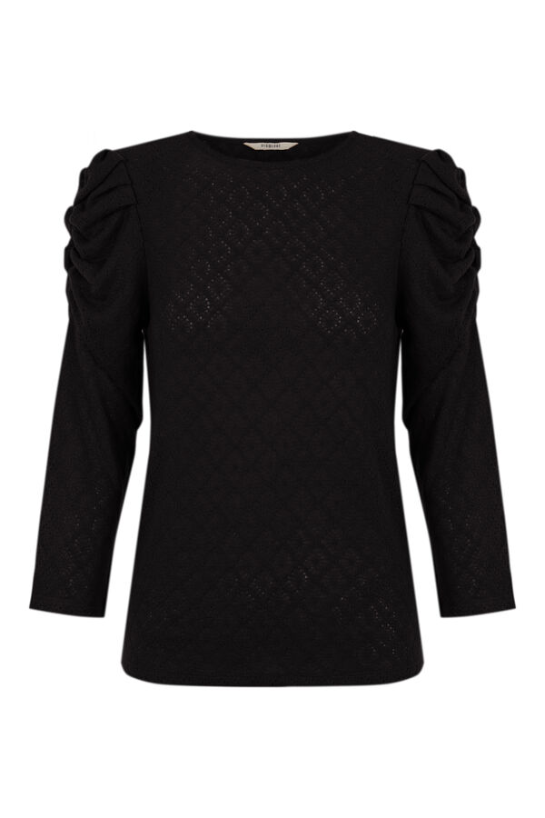 Slowlove Top de estructura con manga abullonada Negro