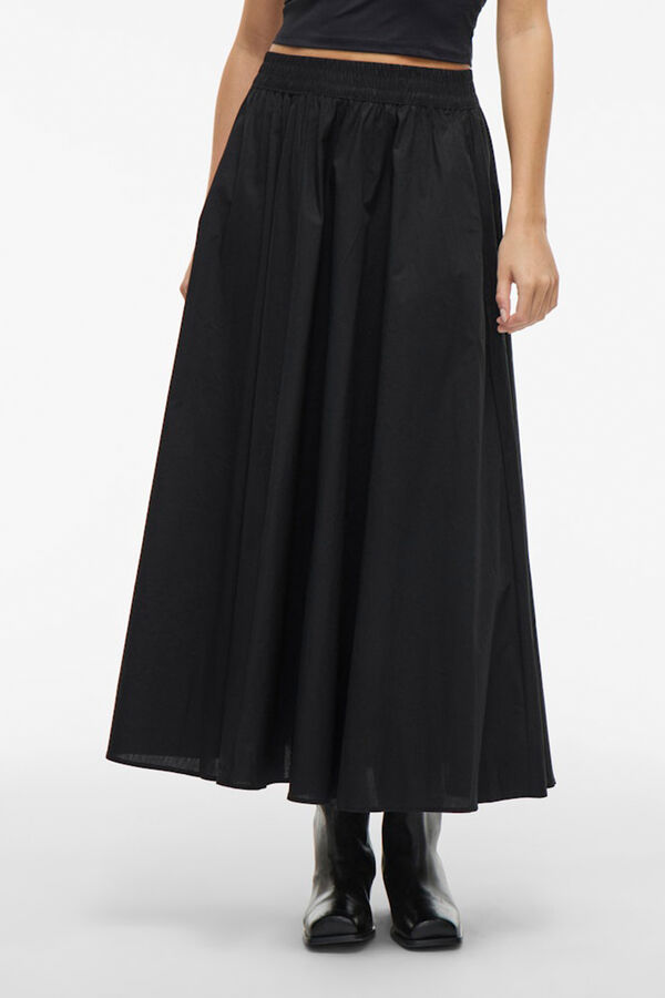 Vila Saia midi de algod&atilde;o org&acirc;nico Preto