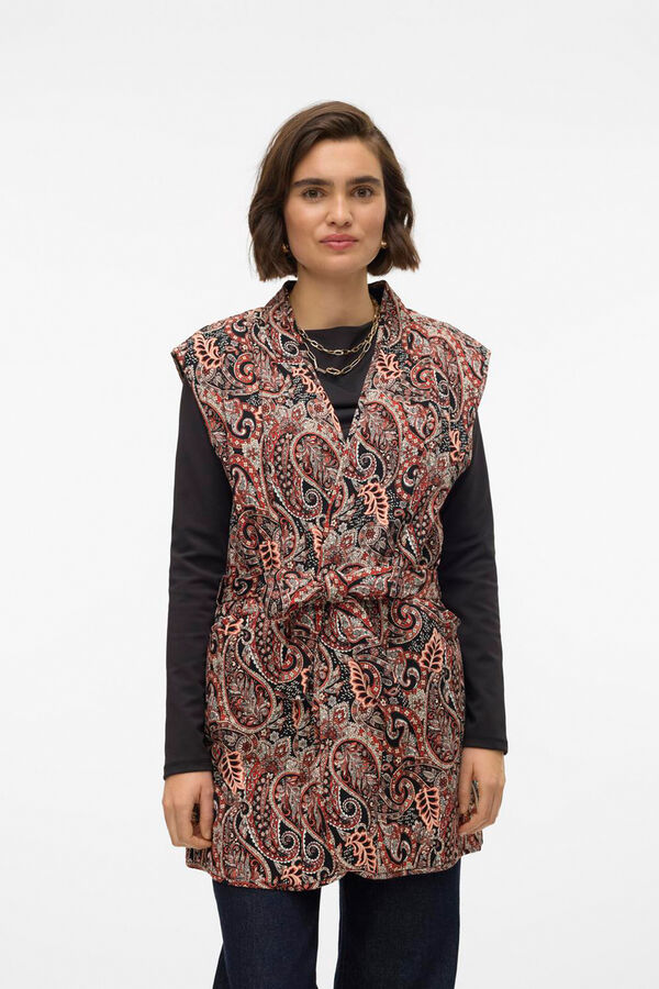 Vero Moda Colete vestido midi feminino Vermelho