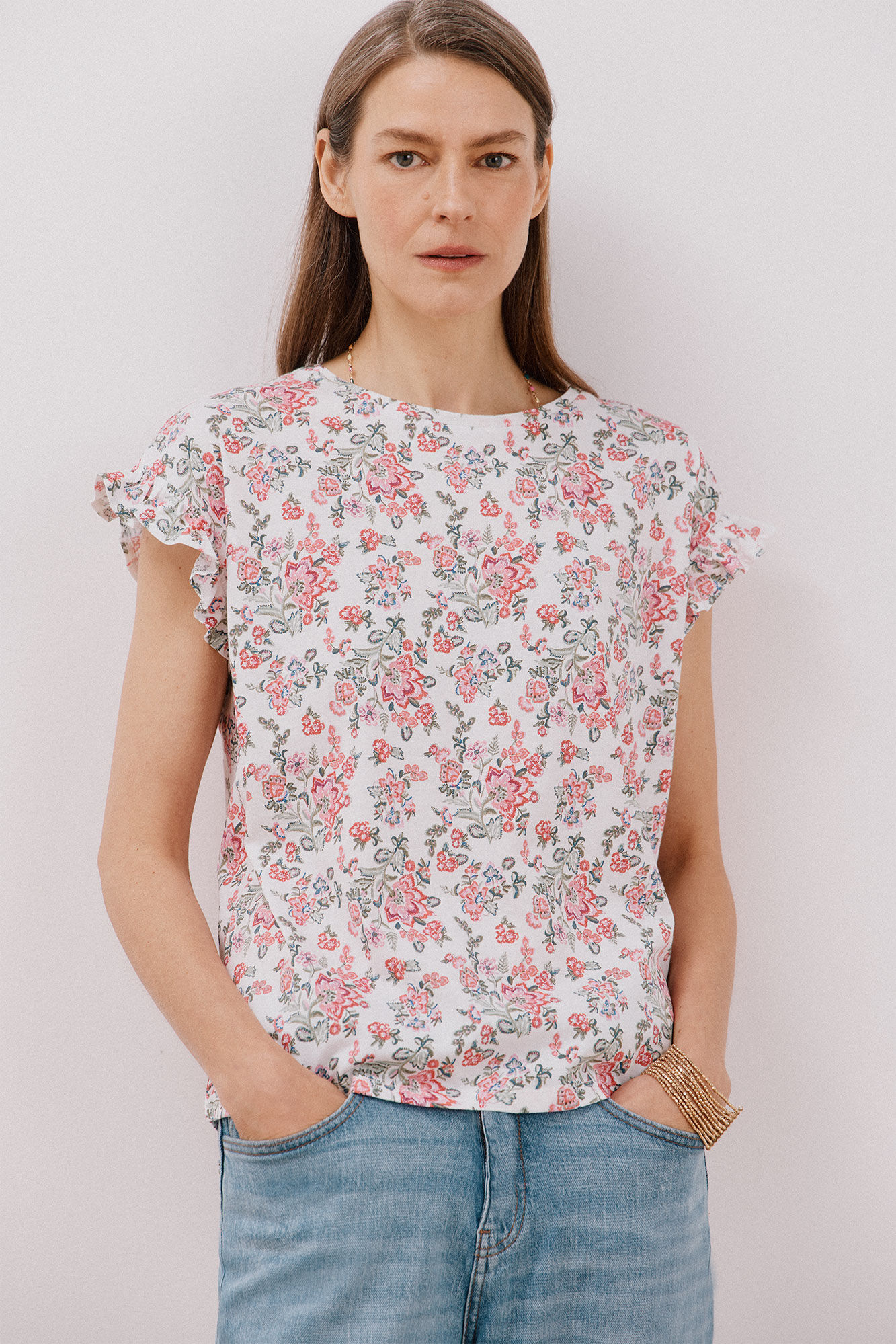 Cortefiel Camiseta b&aacute;sica volante