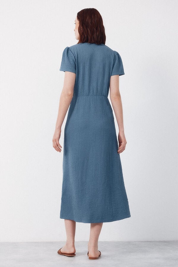 Cortefiel Vestido estruturado estampado Azul