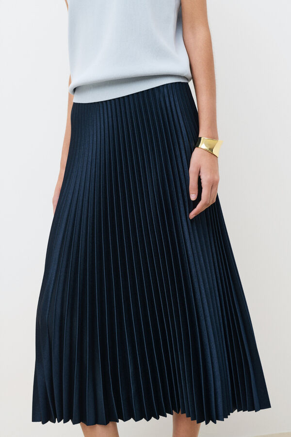 Caroll Falda midi plisada Azul marino