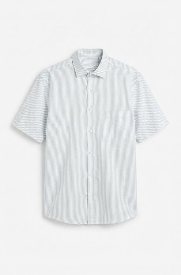 Cortefiel Camisa de riscas de manga curta Verde