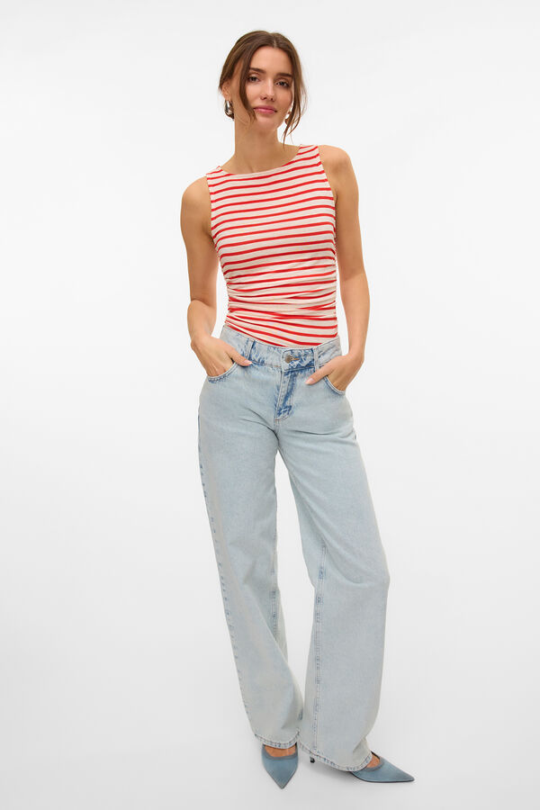 Vero Moda Top ajustado con fruncidos Gris
