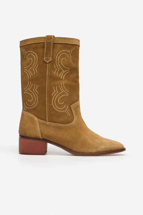 Cortefiel Bota serraje pespunte a contraste Beige
