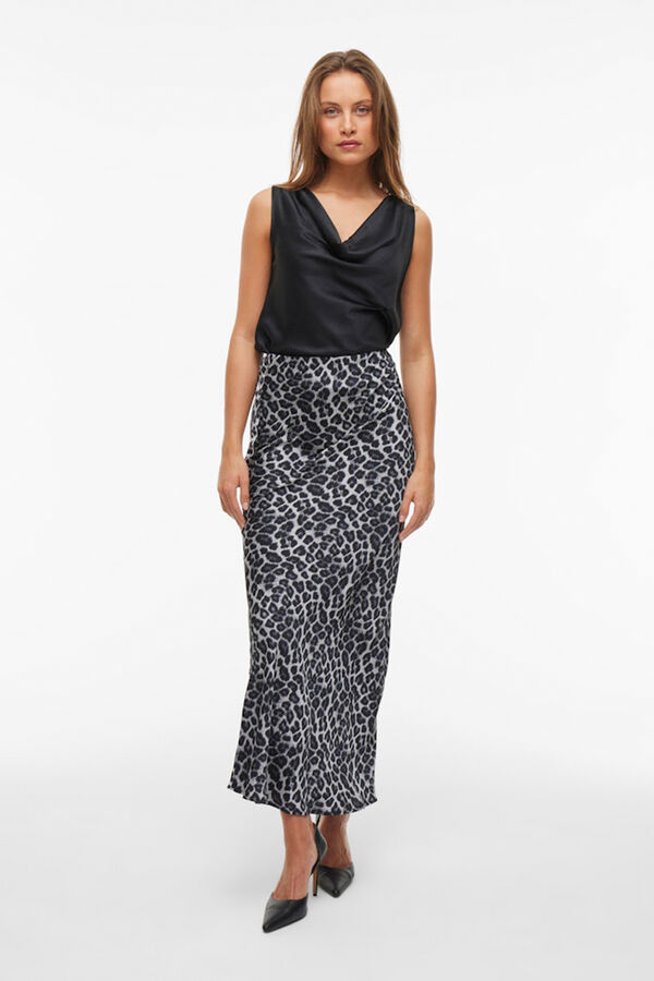 Vila Blusa satinada escote waterfall Negro