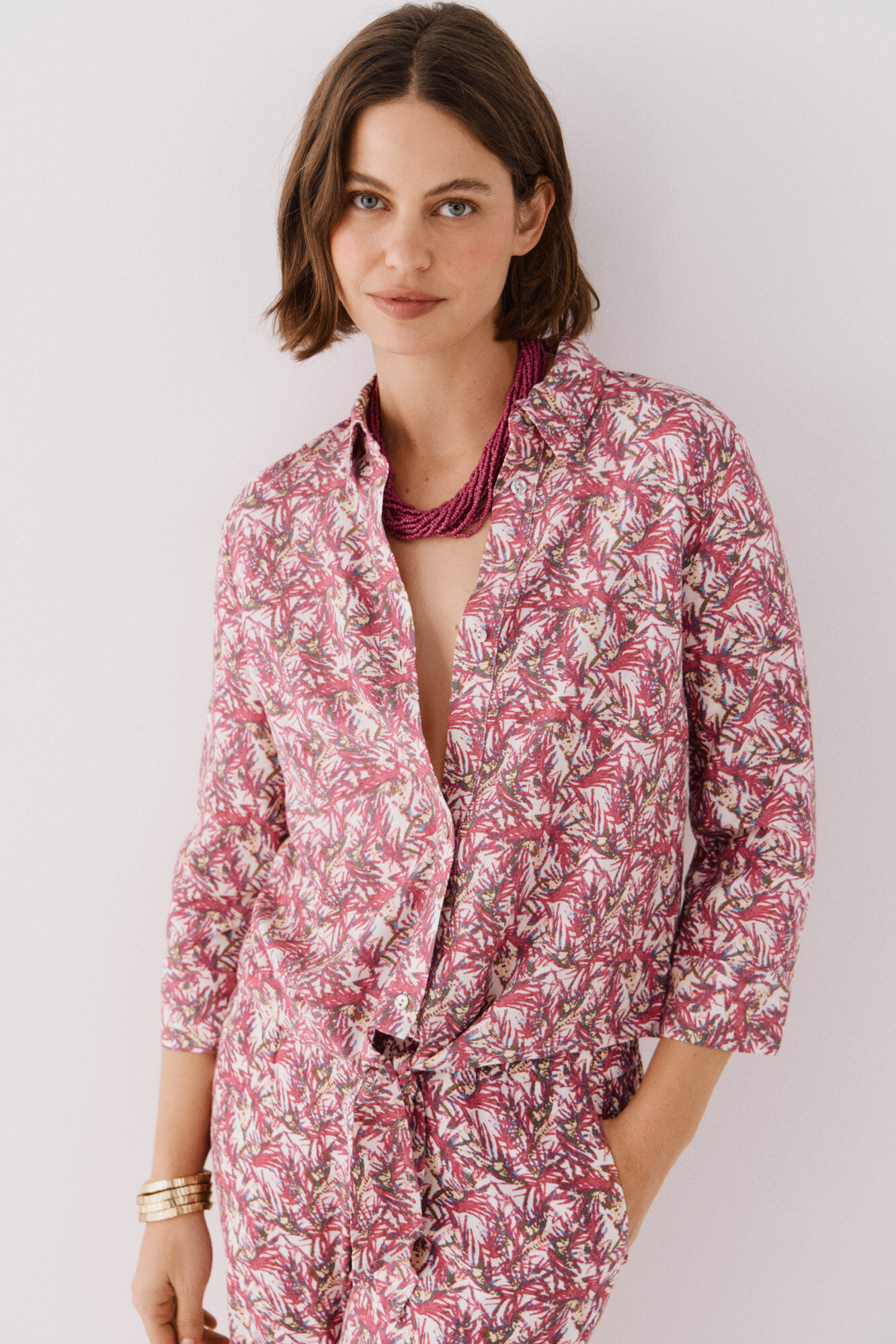 Cortefiel Camisa estampada con nudo