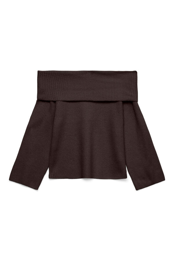 Vero Moda Jersey hombros descubiertos Marr&oacute;n oscuro